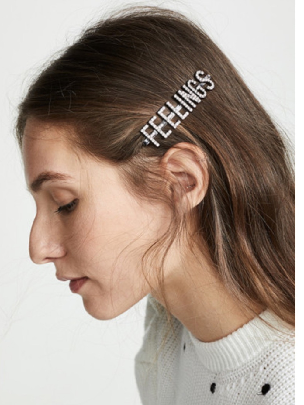 NWOT Kitsch x Justine Marjan Rhinestone "FEELINGS" Hair Pin